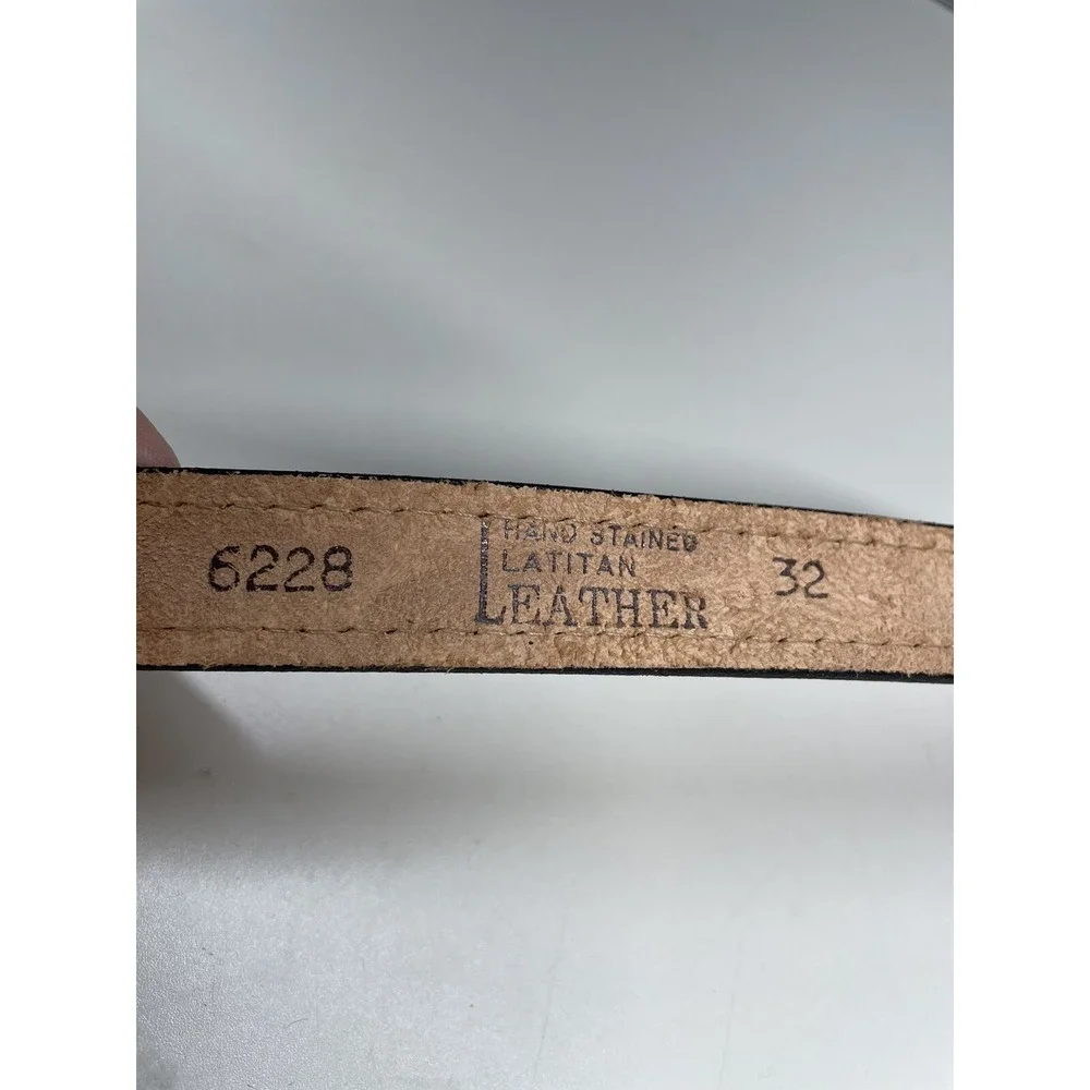 LATITAN Vintage Brown Hand Stained Leather Belt Tom Falvey's Sz 32